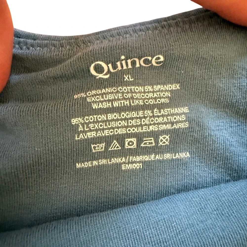 Quince Organic Cotton Stretch Bralette Blue Scoop Neck XL Yoga Comfort